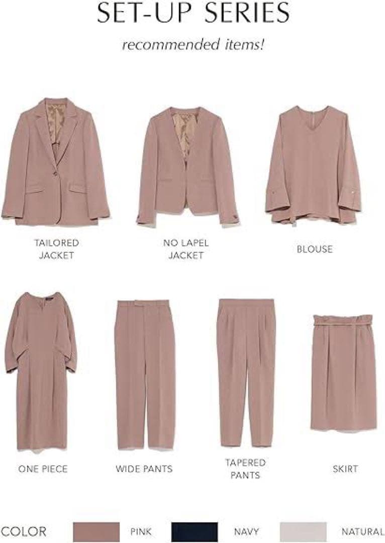 217GLR22AW手洗防皺さらっとノーカラージャケットパンツスーツ40ピンク