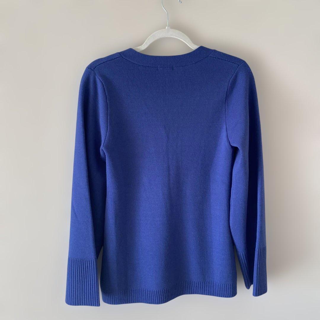 新品 VERMEIL par iena 青 ニットカーディガン 長袖 ウール混