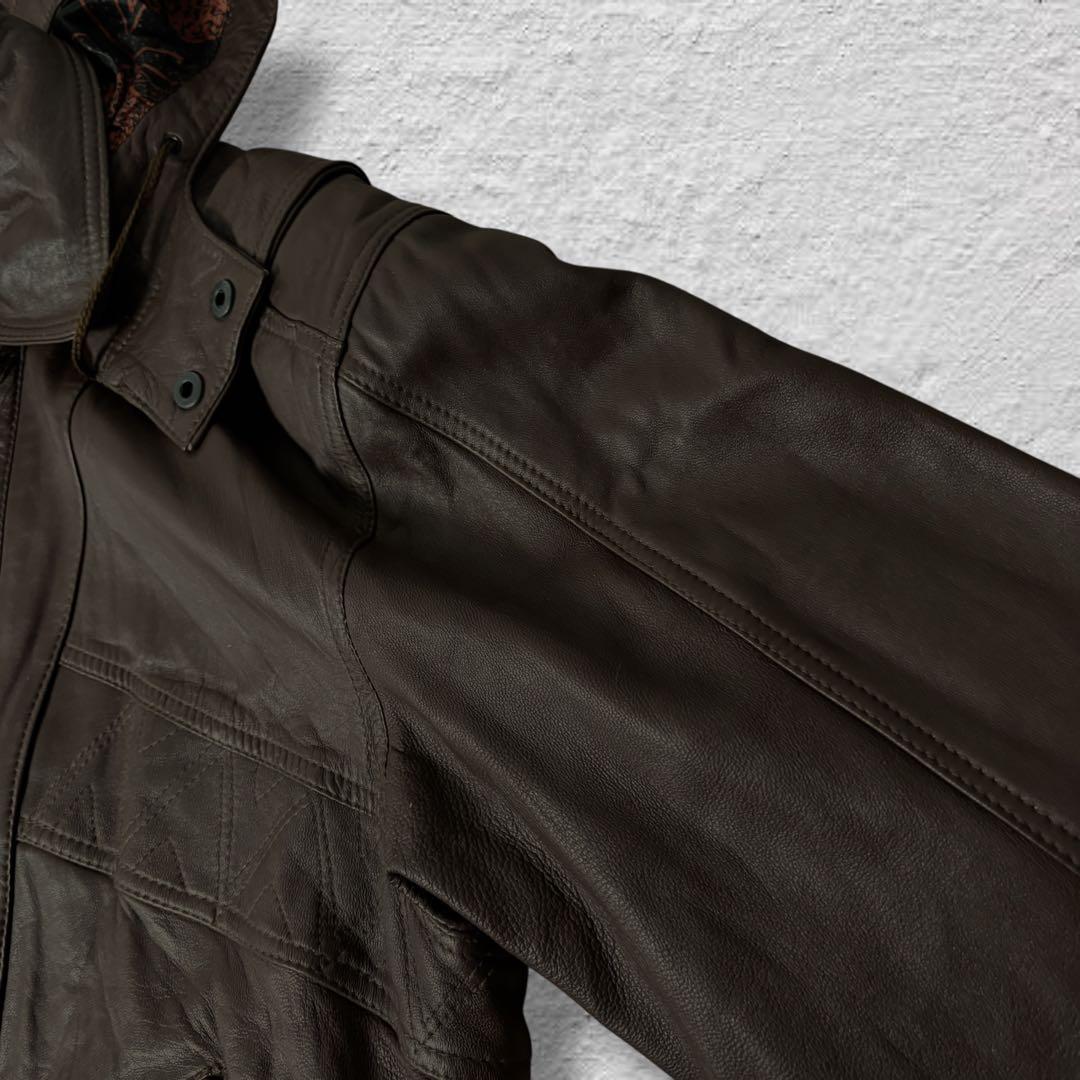 N vintageレザージャケット90sブラウン本革A2ジャケット短丈古着