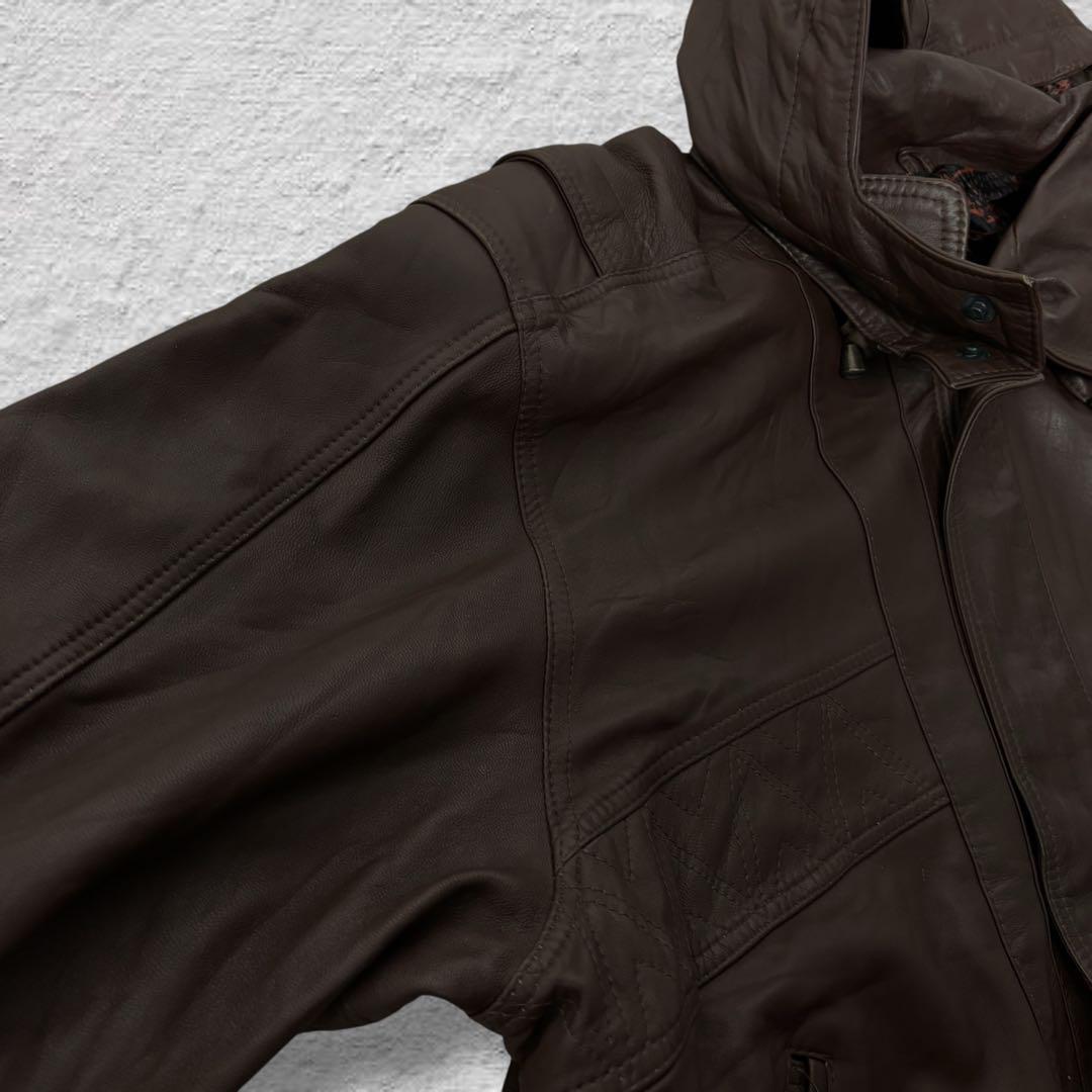 N vintageレザージャケット90sブラウン本革A2ジャケット短丈古着