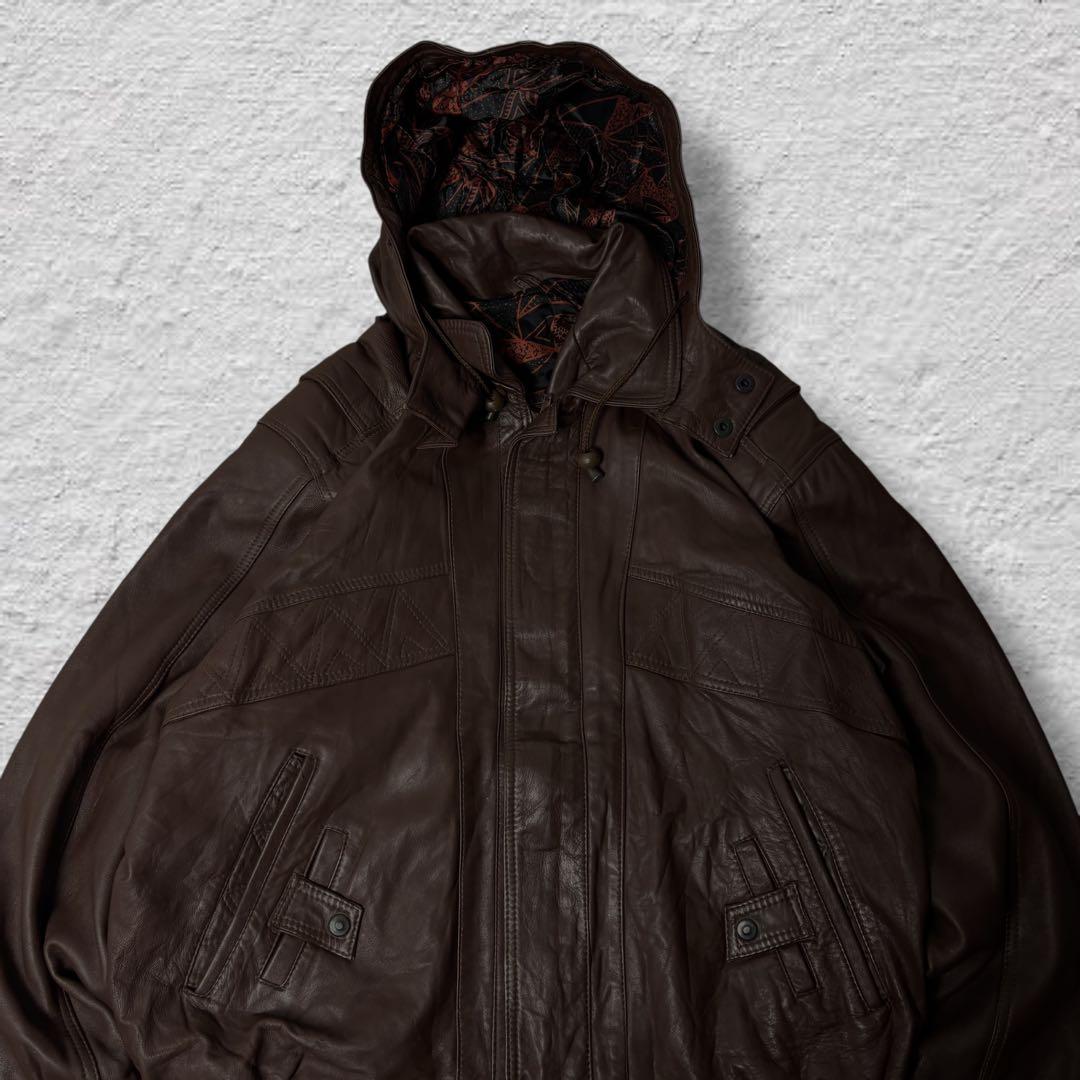 N vintageレザージャケット90sブラウン本革A2ジャケット短丈古着