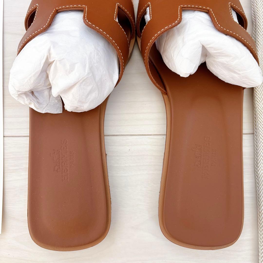 HERMES エルメス　オラン　35.5 ゴールド　裏張り済み