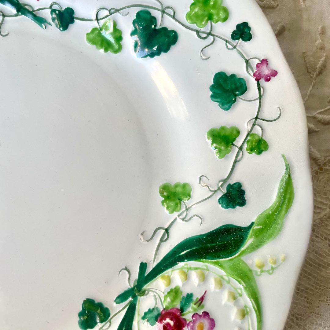 クレイユモントローFlora MuguetすずらんプレートBフランスアンティーク