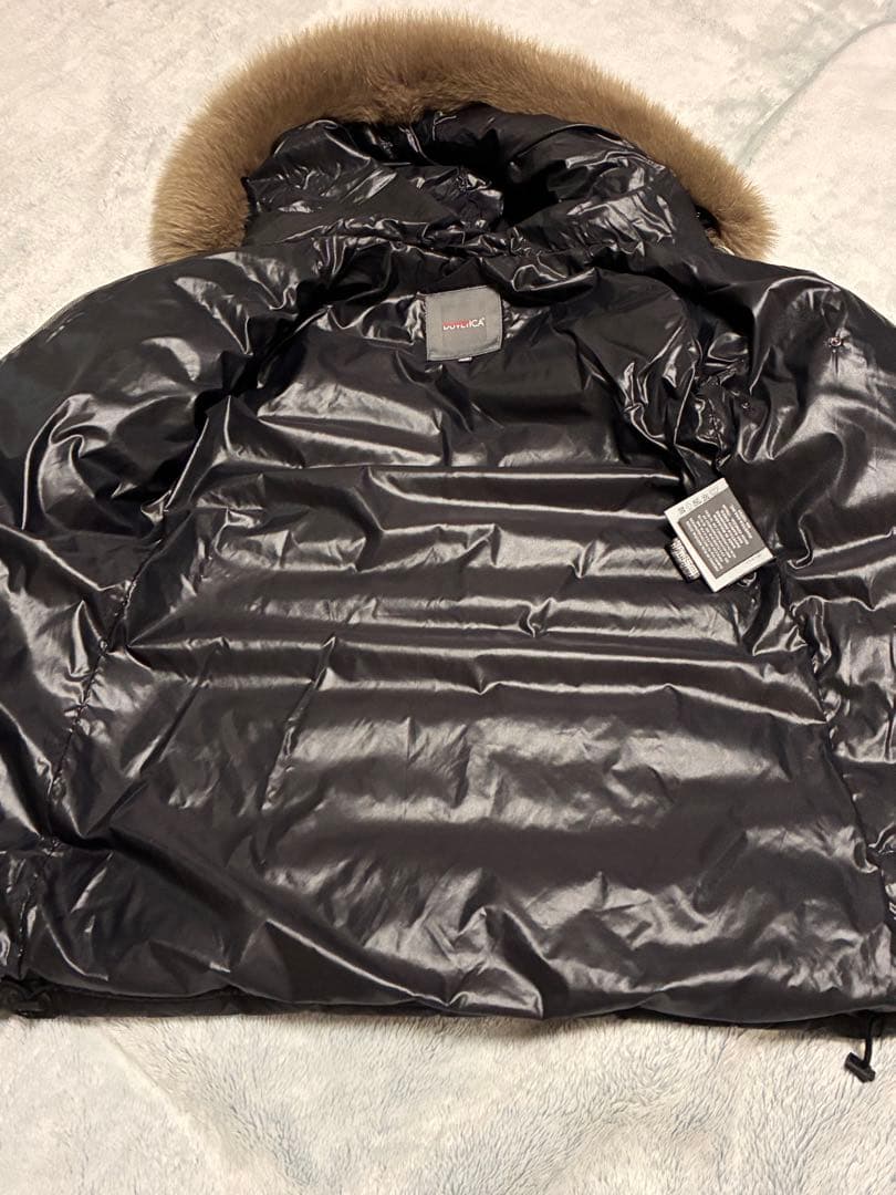 デュベティカ　ロングコート　ロングダウン　黒色　フォックスファー　ベルト付