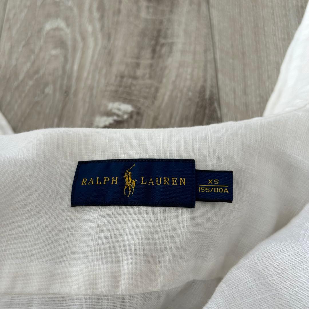 ラルフローレン 長袖 リネンシャツ 白 XS ボタンダウン ポニー刺繍