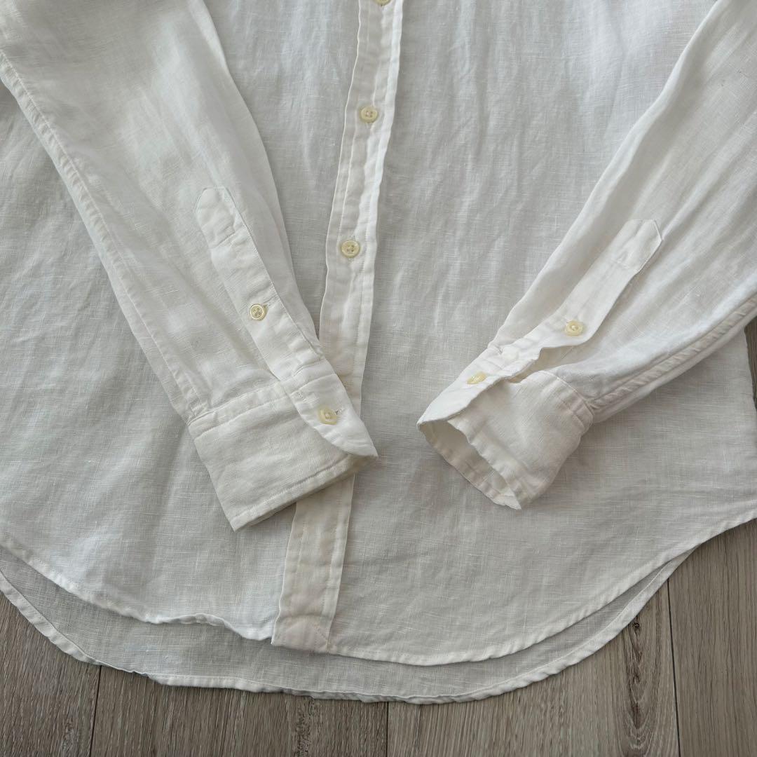 ラルフローレン 長袖 リネンシャツ 白 XS ボタンダウン ポニー刺繍
