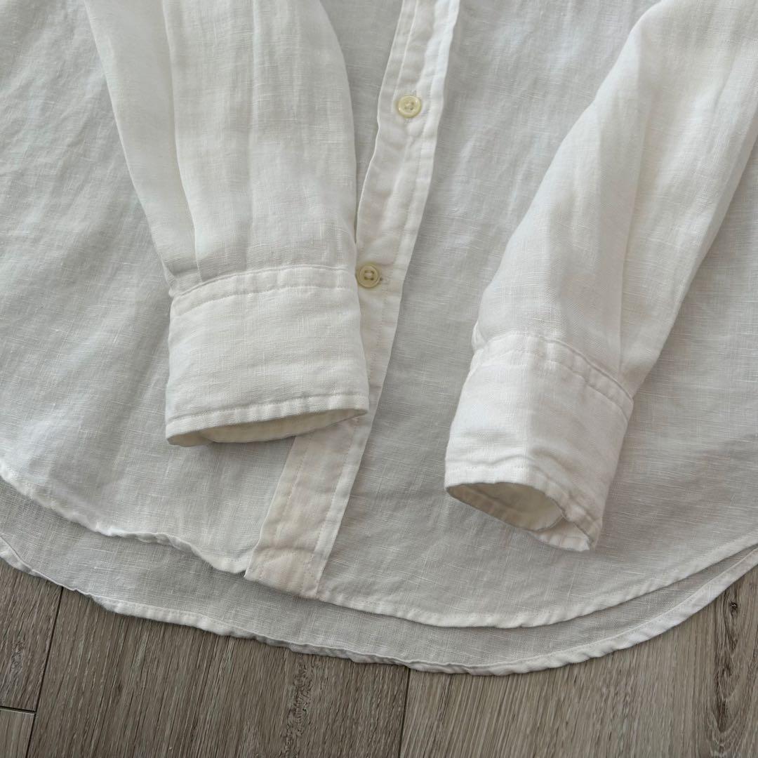 ラルフローレン 長袖 リネンシャツ 白 XS ボタンダウン ポニー刺繍