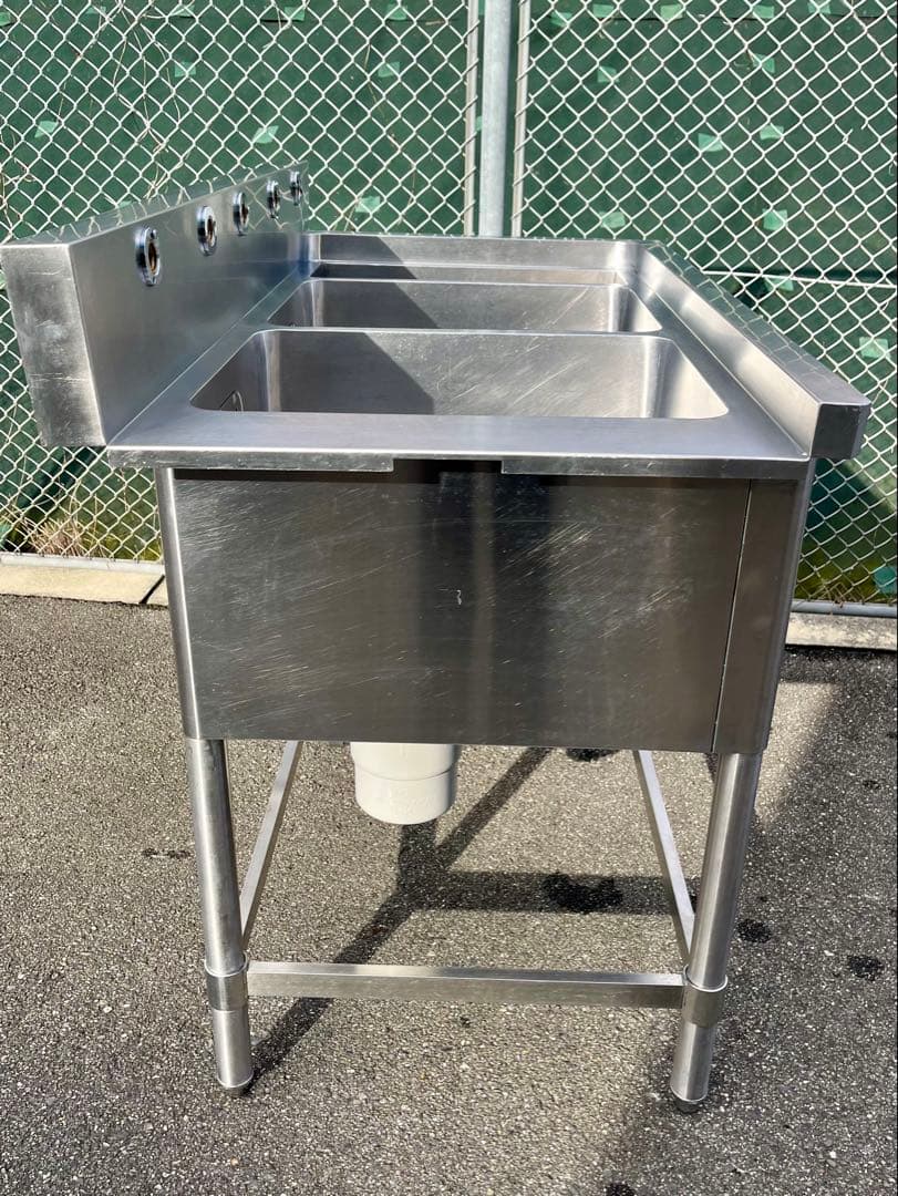 ステンレス2槽ダスト付きソイルドシンク　流し台　1030×600×800
