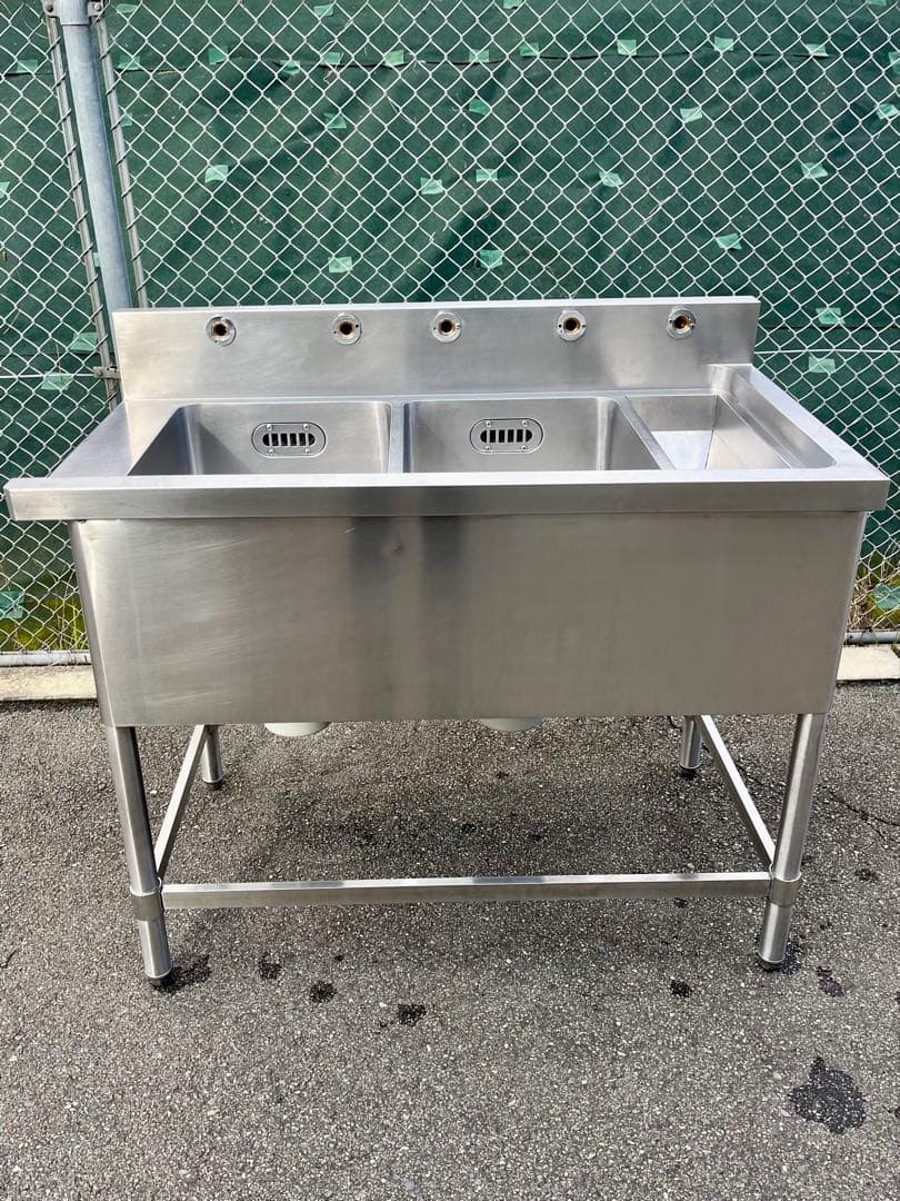ステンレス2槽ダスト付きソイルドシンク　流し台　1030×600×800