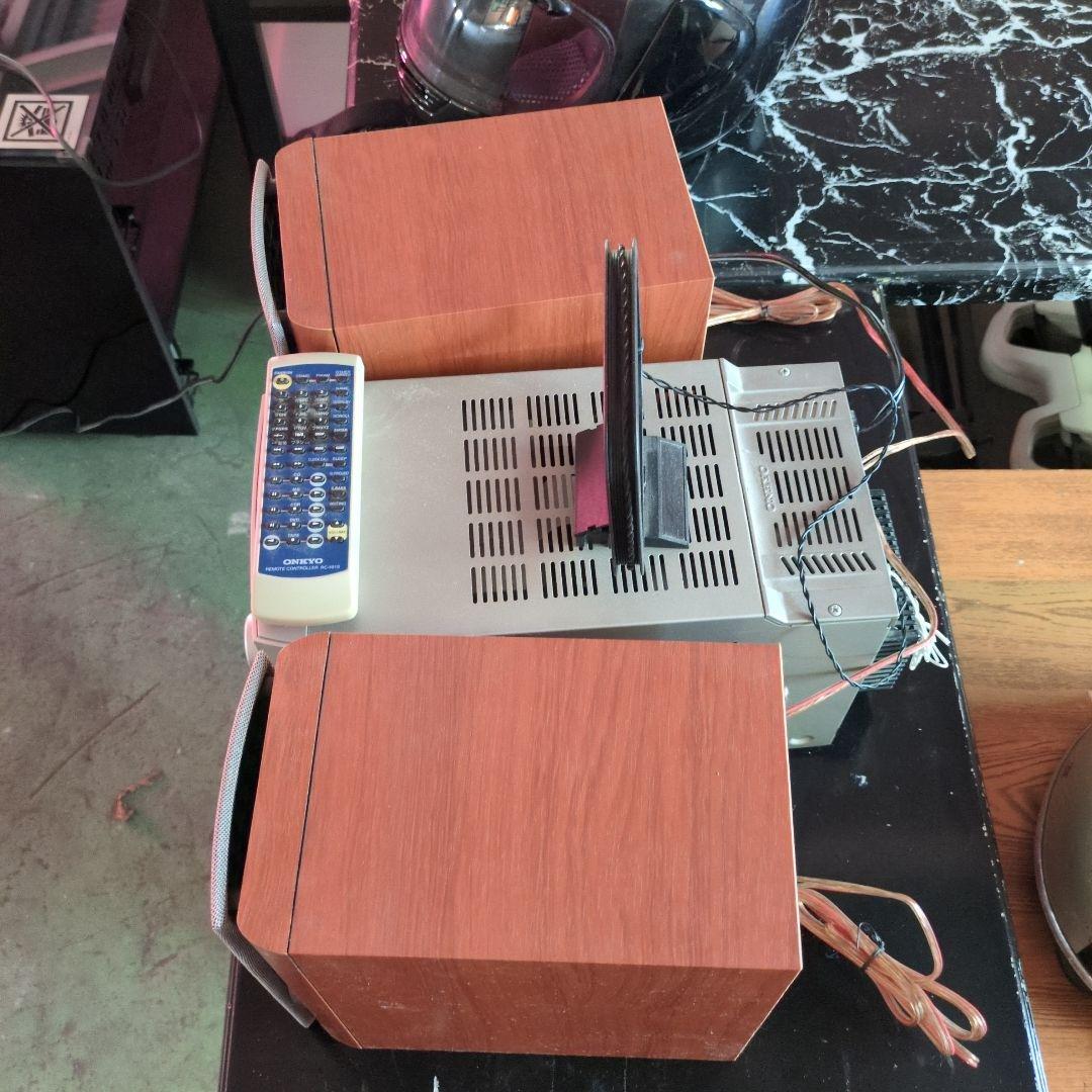 オンキョーウッド調 ミニコンポ CD、MDプレーヤー