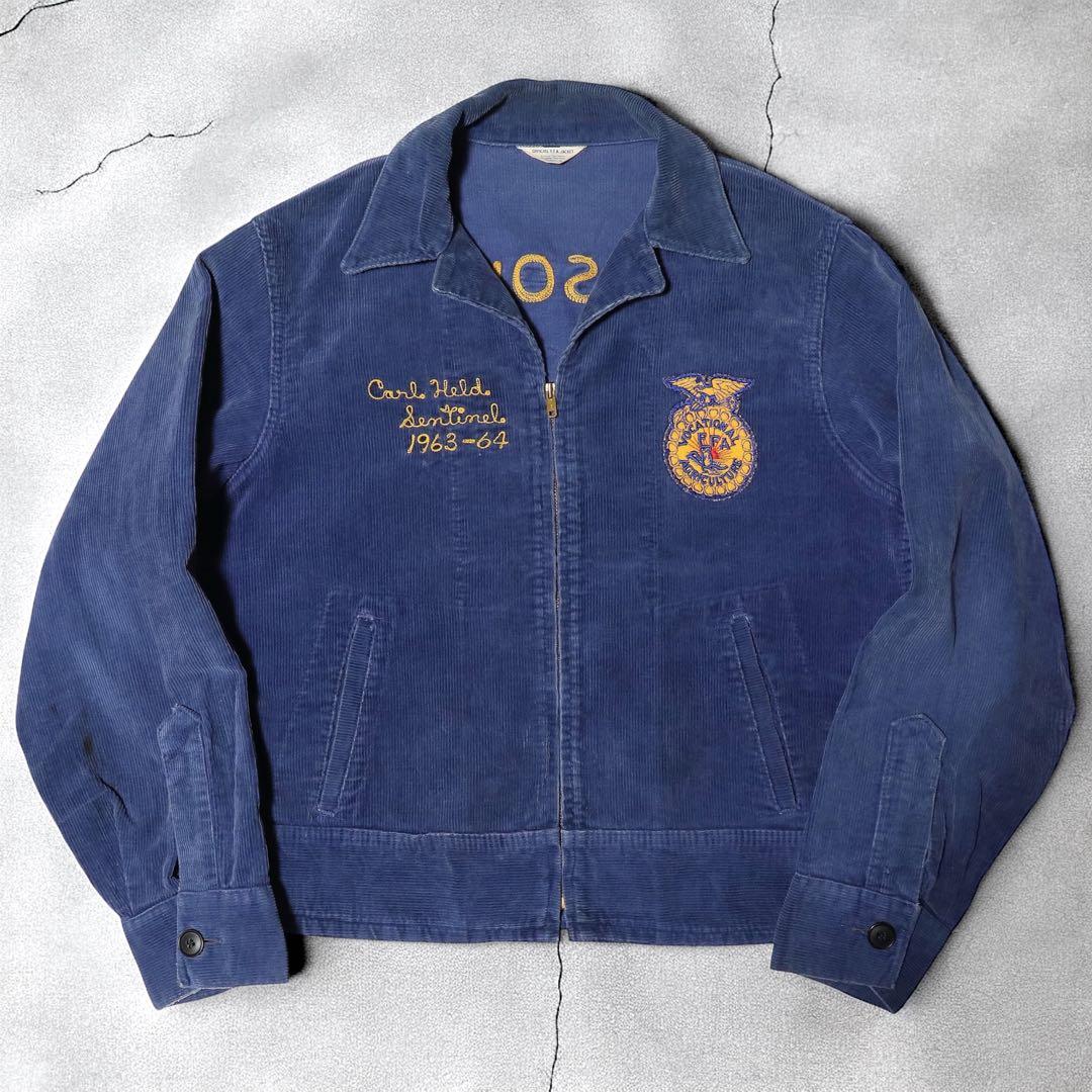 60s★FFA★ファーマーズジャケット★刺繍 ワッペン★USA製★短丈★L★42