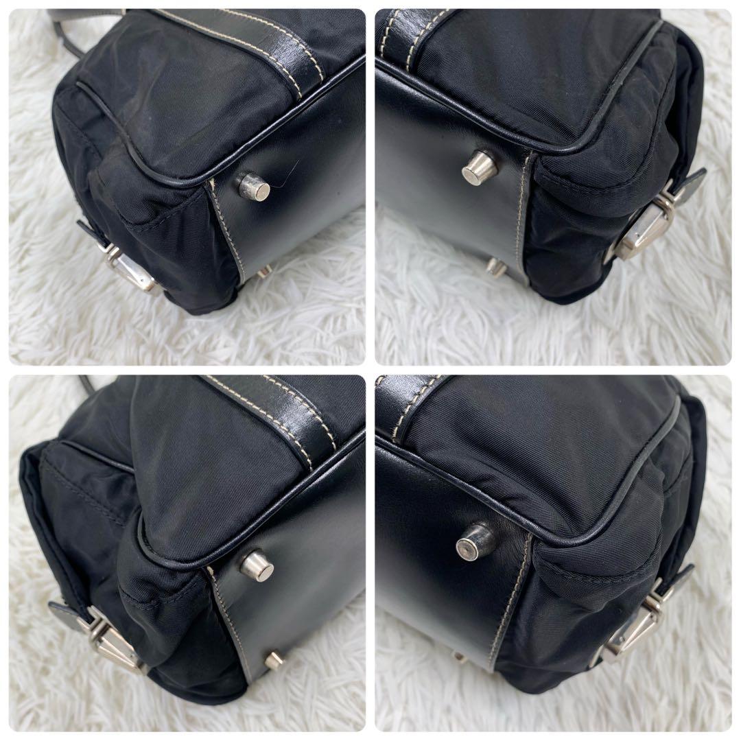 【✨極美品✨】プラダ ミニボストンバッグ 三角ロゴ ナイロン ブラック
