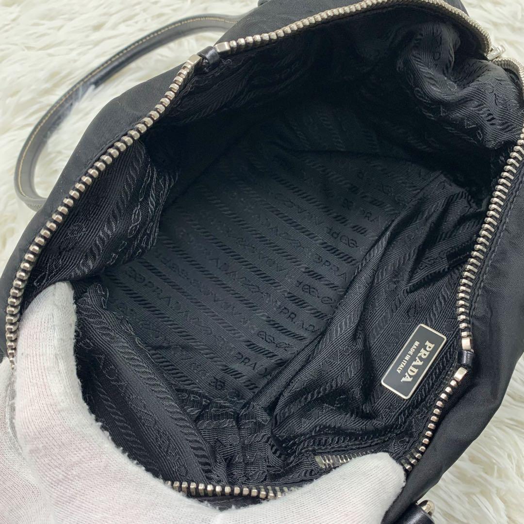 【✨極美品✨】プラダ ミニボストンバッグ 三角ロゴ ナイロン ブラック