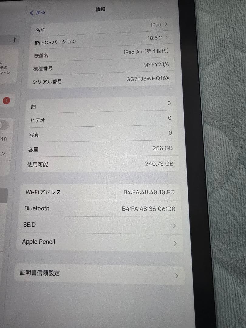 iPad Air(第4世代)256GBスカイブルーWi-Fiモデル