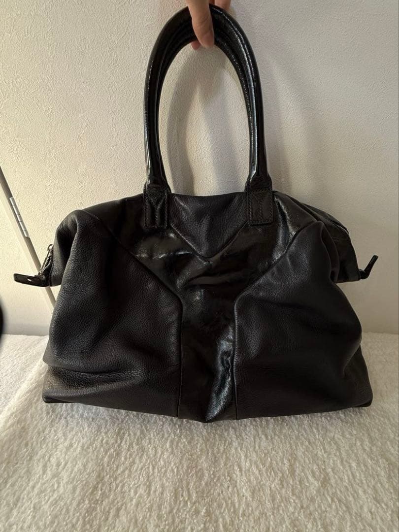 イヴサンローラン ボストンバッグ レザー× エナメル