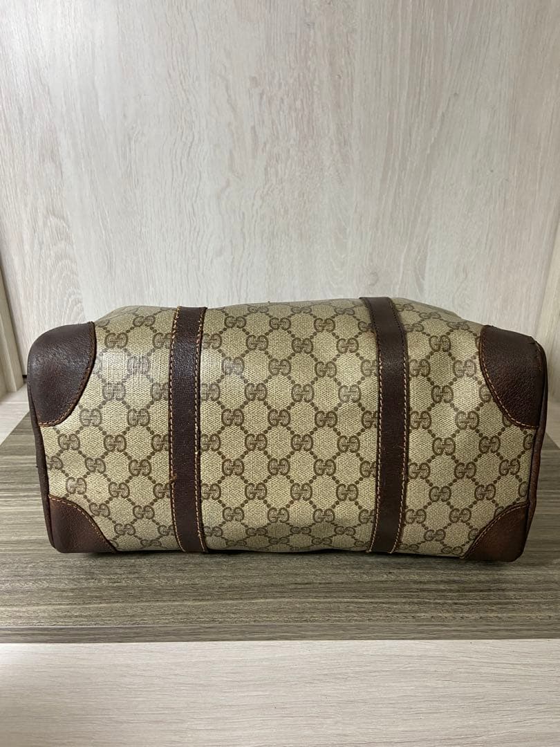オールドグッチ　ボストンバッグ　GG柄　スプリーム　レザー　PVC ブラウン