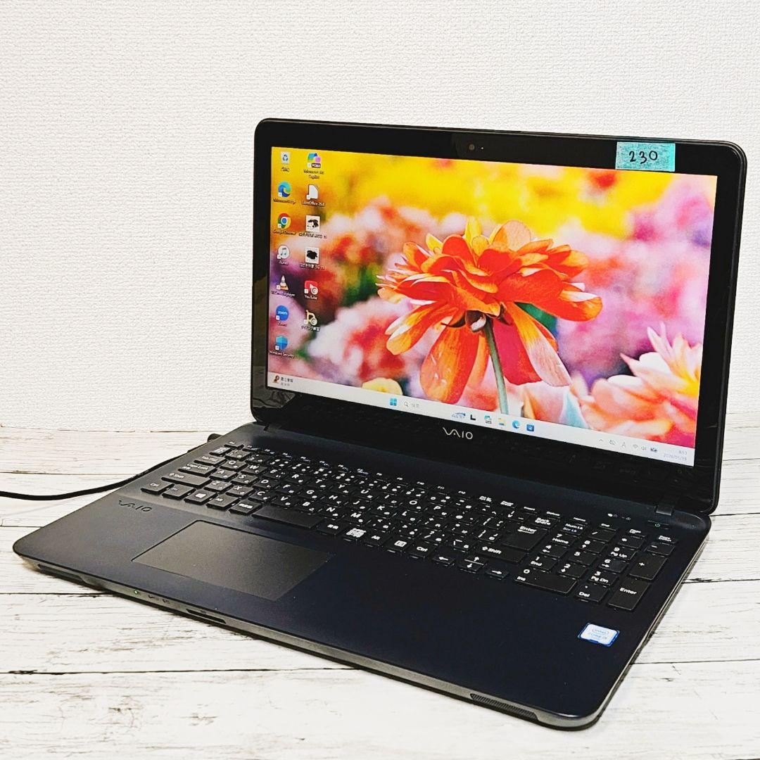 VAIO 15インチ大画面ノートパソコン SSD カメラ テンキー DVD