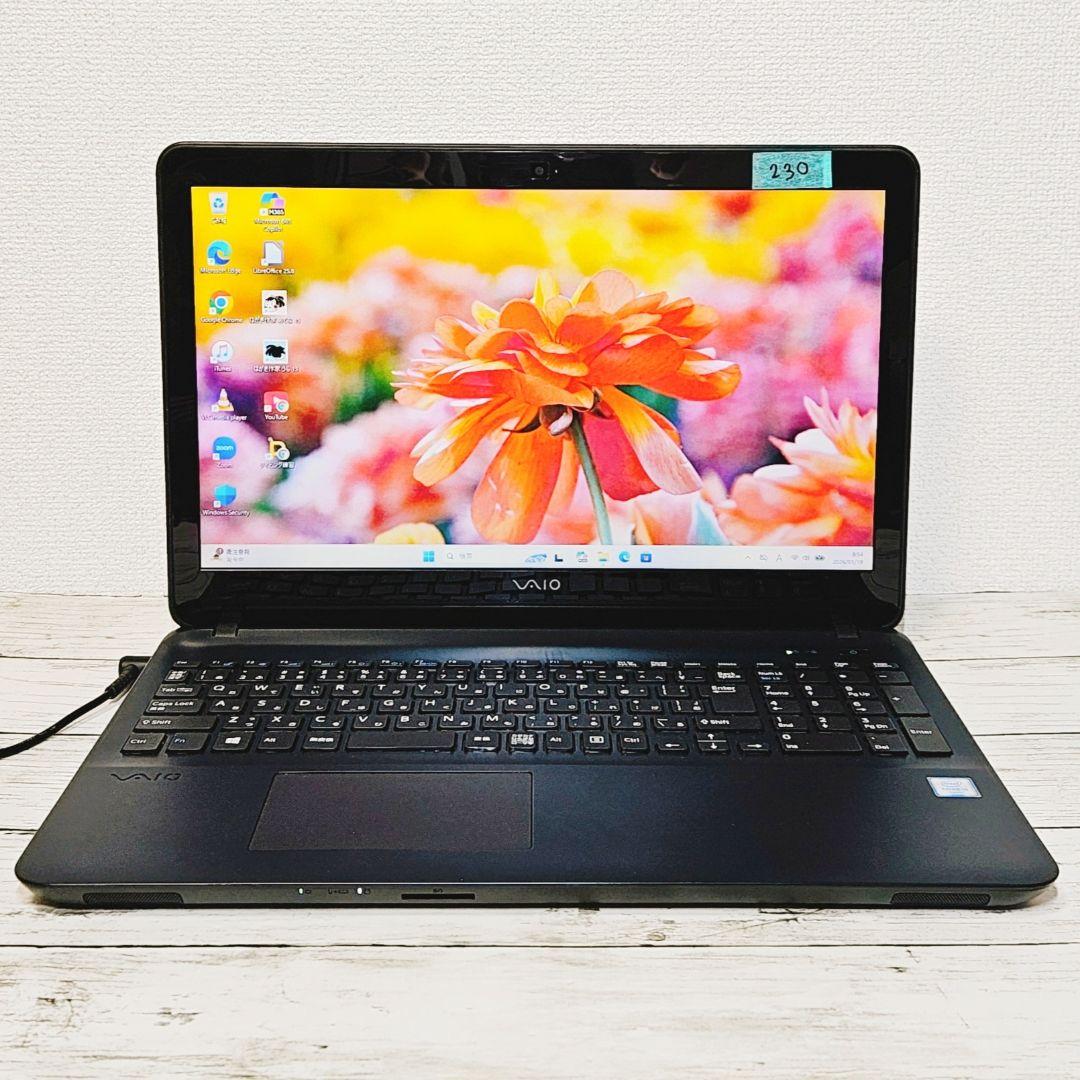 VAIO 15インチ大画面ノートパソコン SSD カメラ テンキー DVD