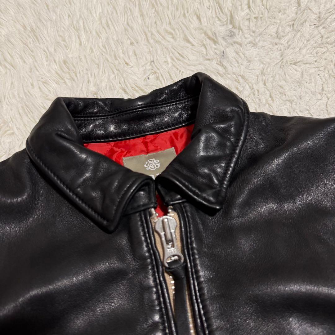 近年極美品　ナノユニバース　シングルライダースジャケット　羊革　キルティング