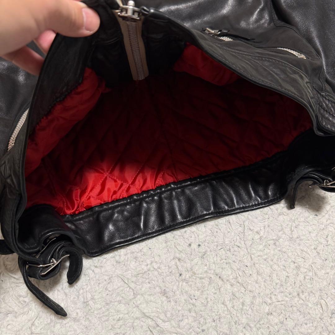 近年極美品　ナノユニバース　シングルライダースジャケット　羊革　キルティング