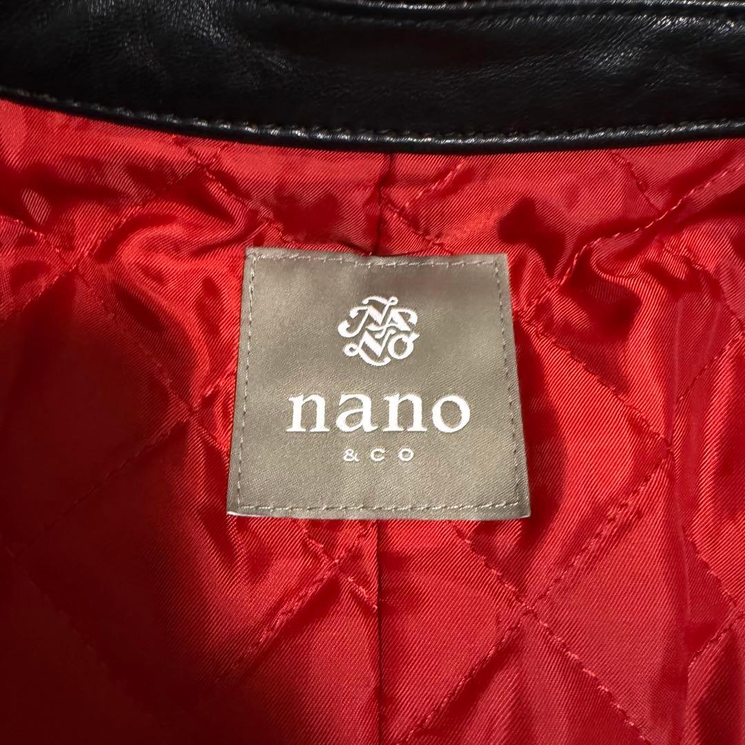 近年極美品　ナノユニバース　シングルライダースジャケット　羊革　キルティング