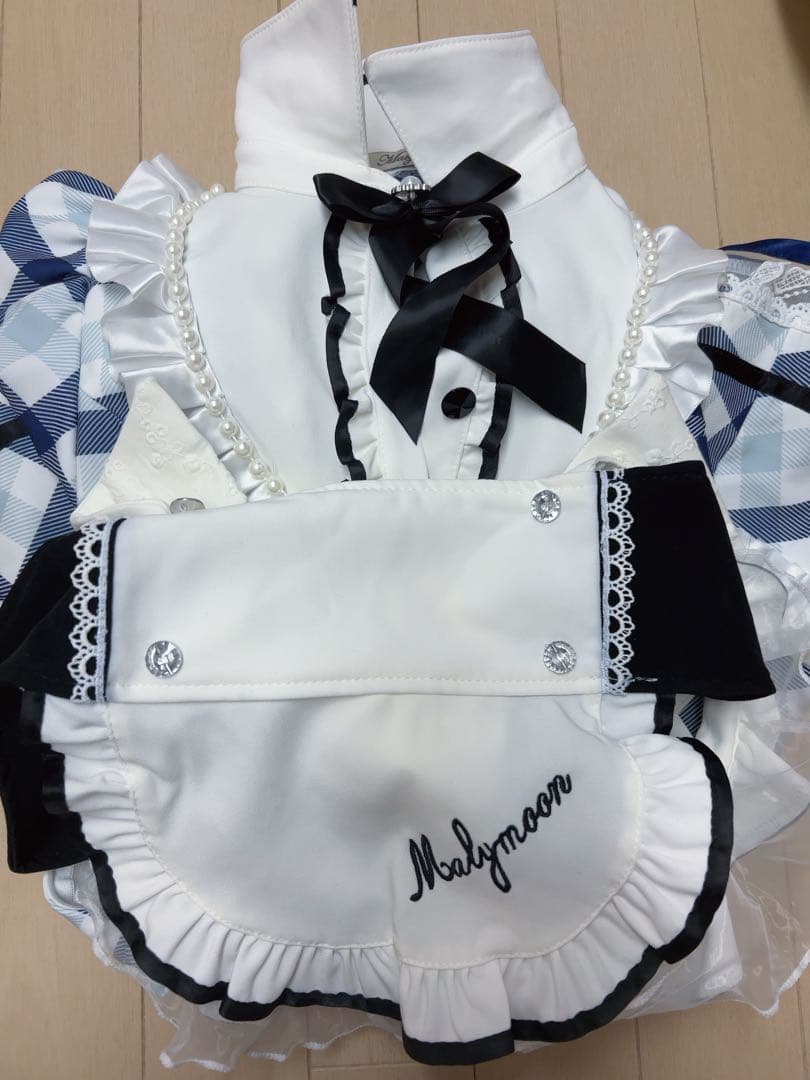 【きゅるりんってしてみて着用】メイドコスチューム　チェックメイドブルー