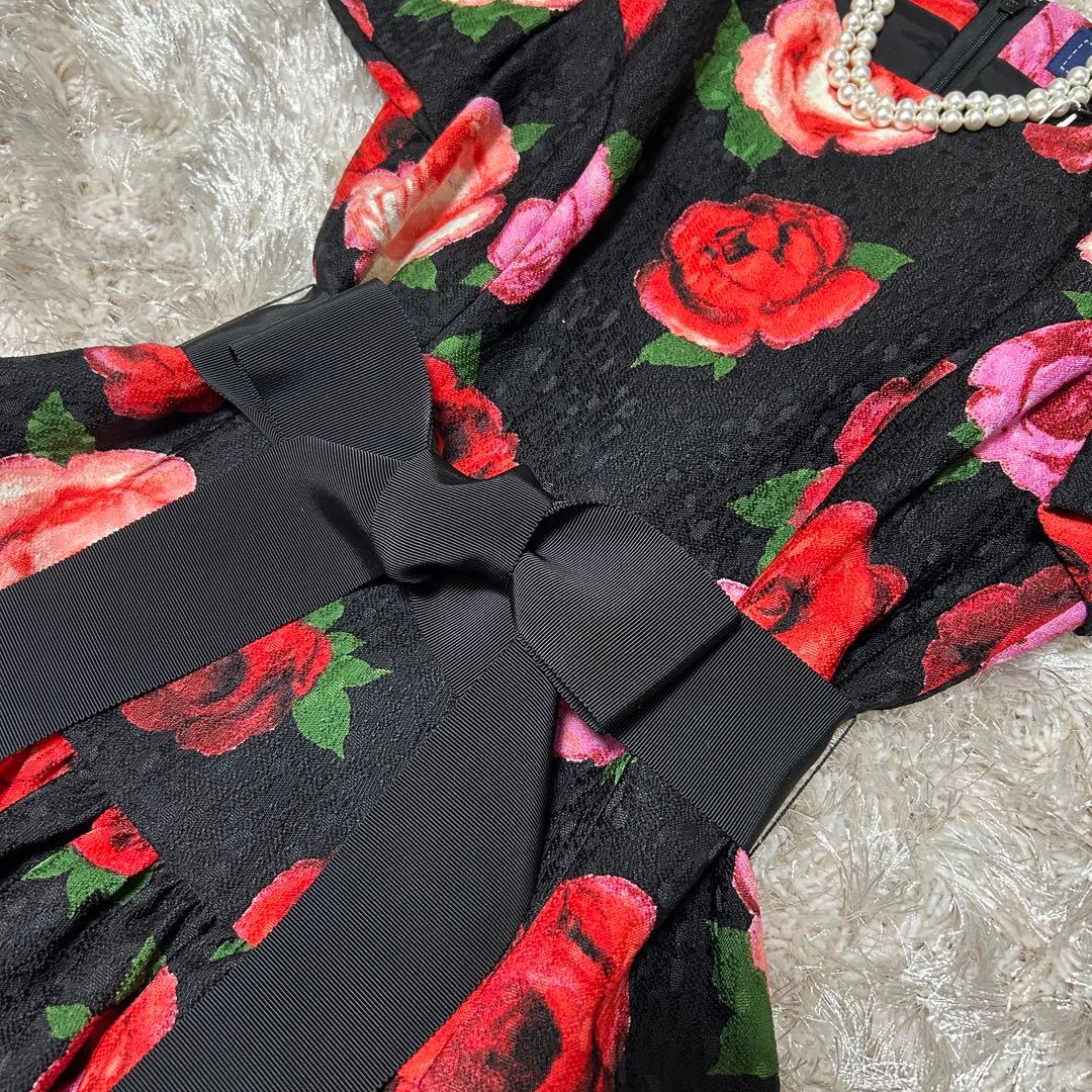 エムズグレイシー 秋冬カタログ バルーンワンピース 薔薇 ジャガード 花柄 黒
