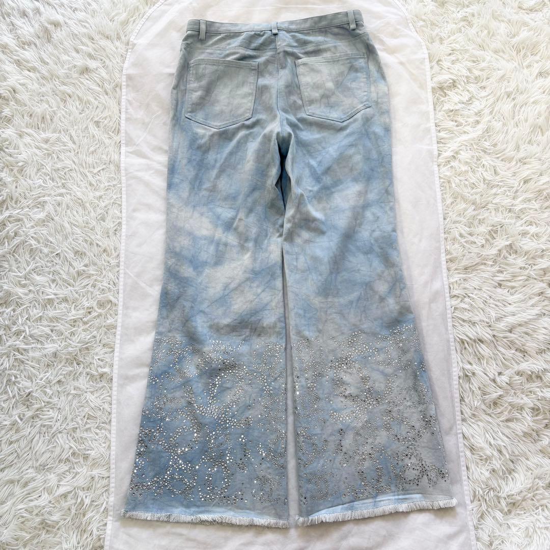 CHANEL デニムパンツ ラインストーン装飾 ココマーク グリポアボタン 40