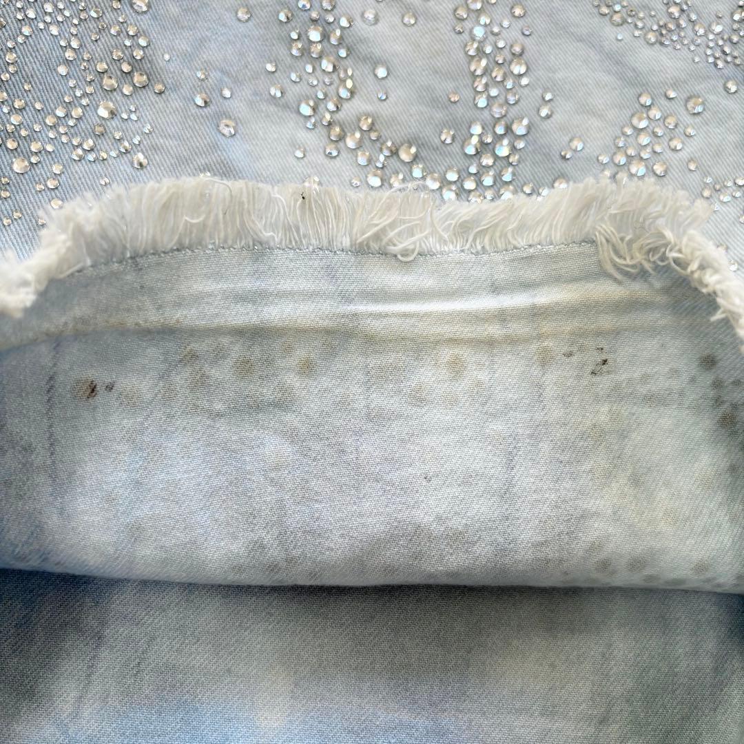 CHANEL デニムパンツ ラインストーン装飾 ココマーク グリポアボタン 40