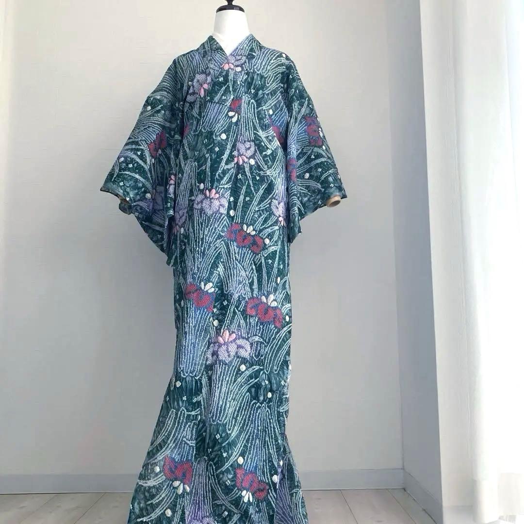 Pearlさま専用 有松絞り浴衣・有松鳴海絞り浴衣　燻んだグリーン　No7-22