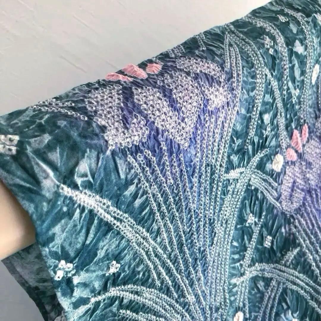 Pearlさま専用 有松絞り浴衣・有松鳴海絞り浴衣　燻んだグリーン　No7-22