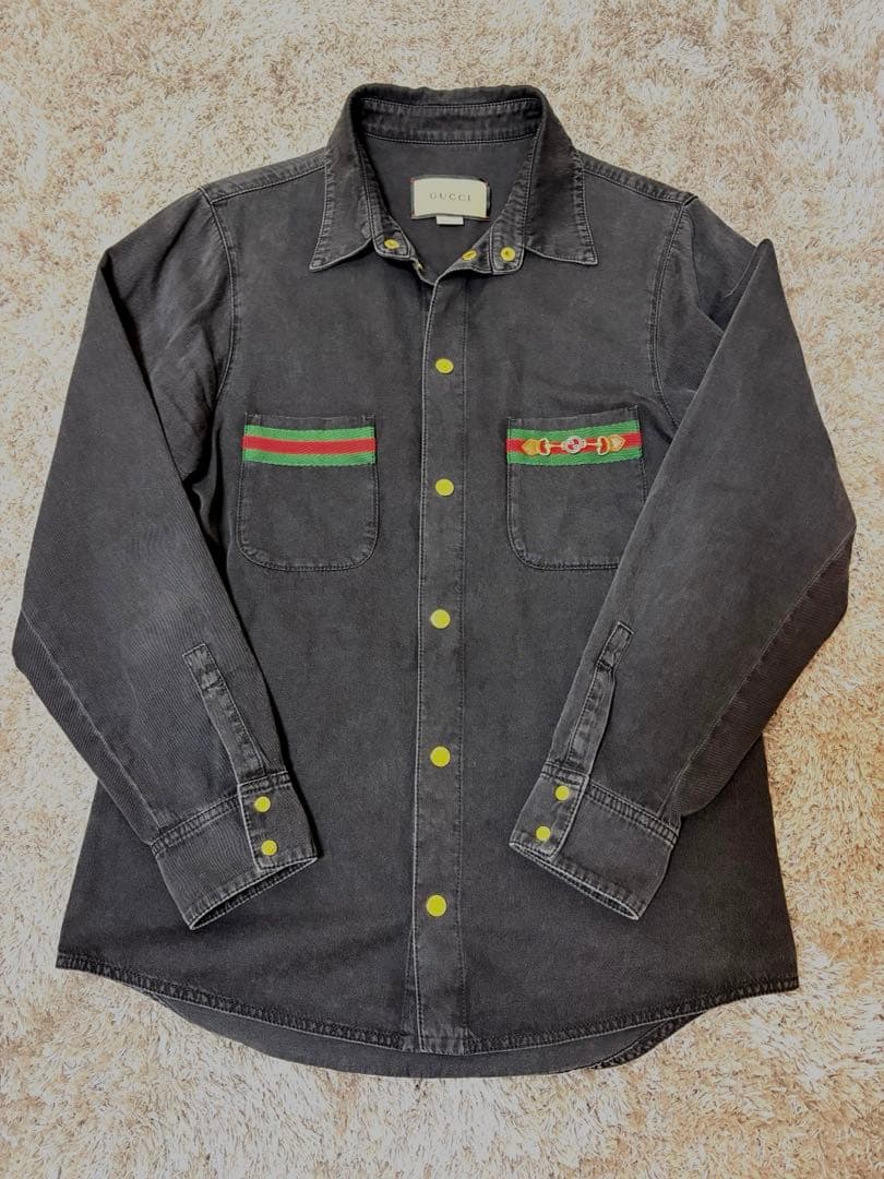 GUCCI ブラック デニムシャツ メンズ