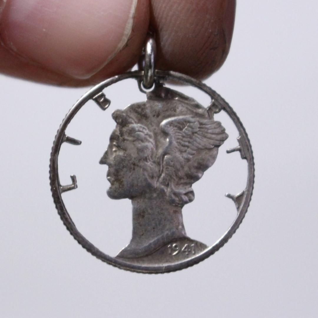 銀貨　10セント　　ネックレス　ペンダント　1941年アメリカ　ダイム