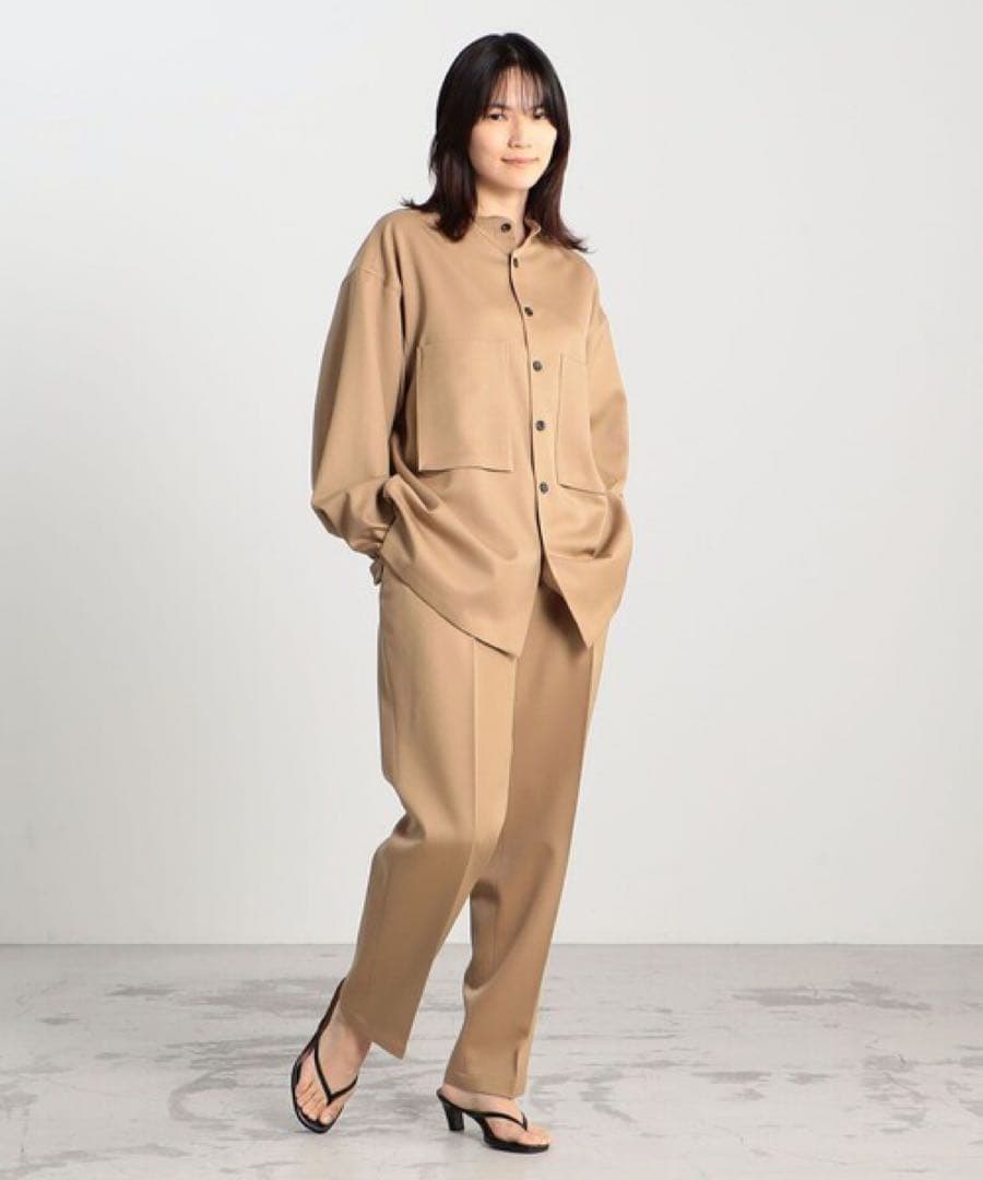 CABaN ウールギャバジン ビッグシャツ　キャメル　S ユニセックス