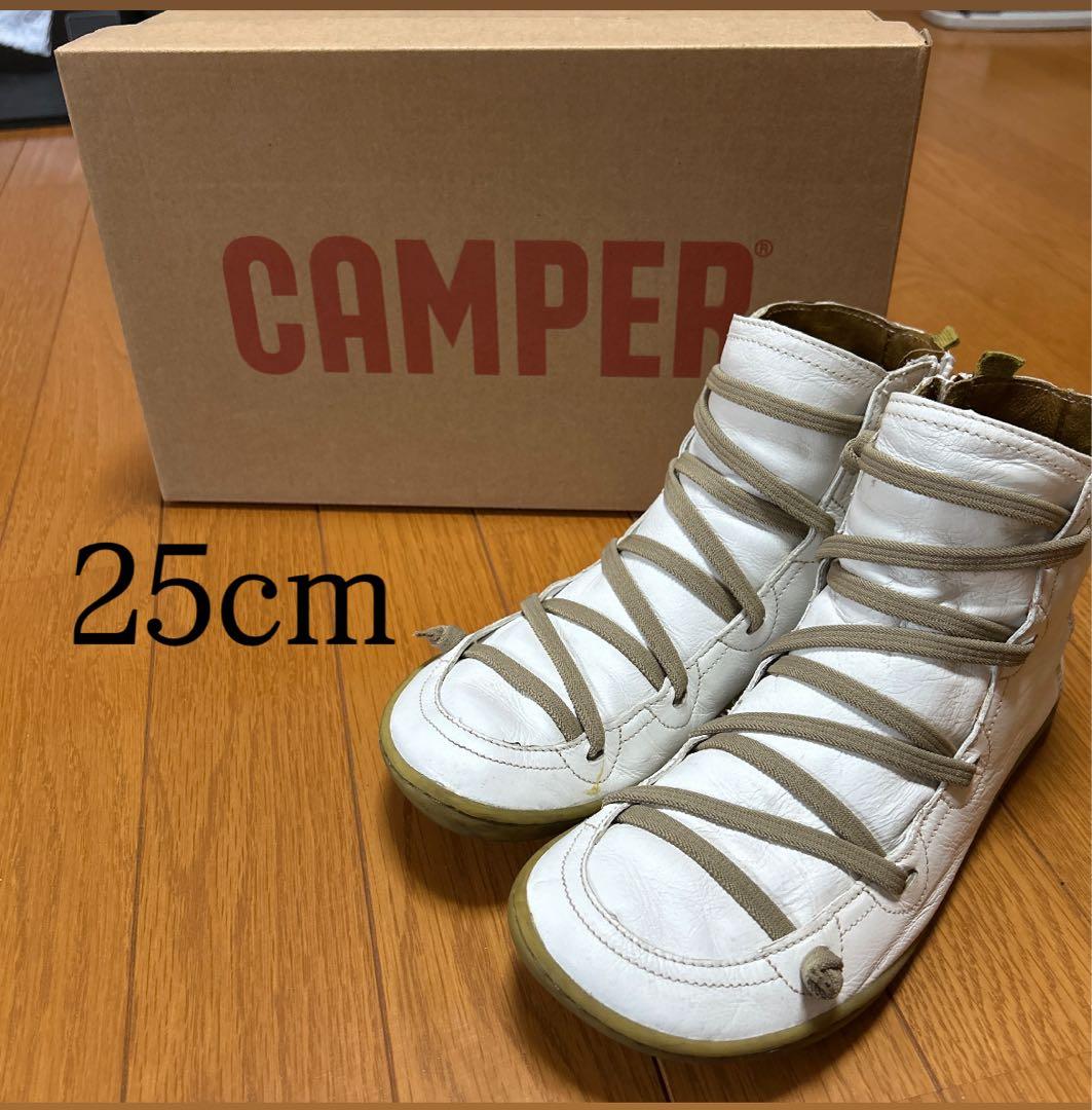 最後の値下げ！CAMPER ホワイトレザー ハイカットブーツ