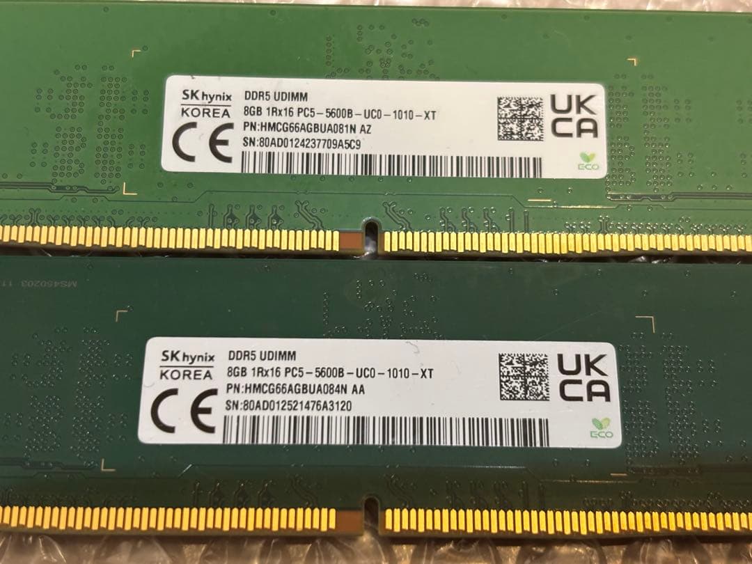 SK hynix 8GB DDR5 UDIMM PC5 5600B 計16gb