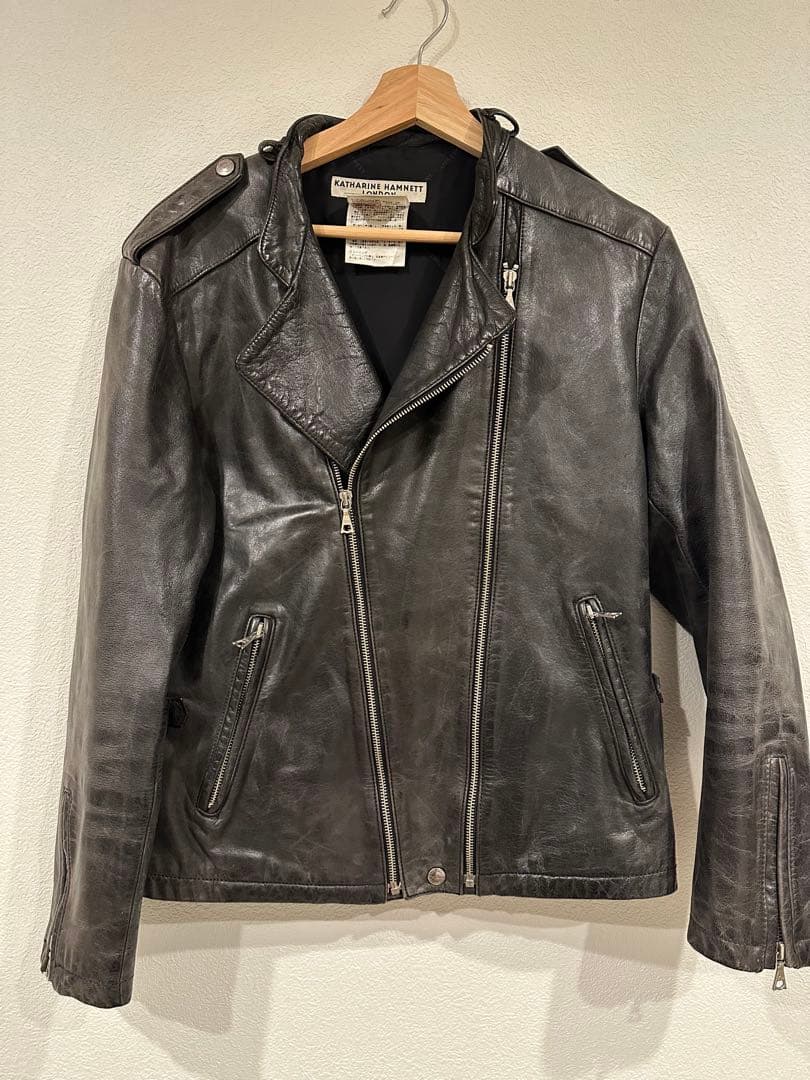 【稀少】キャサリンハムネット　アーカイブレザーライダース　フェード00s 黒