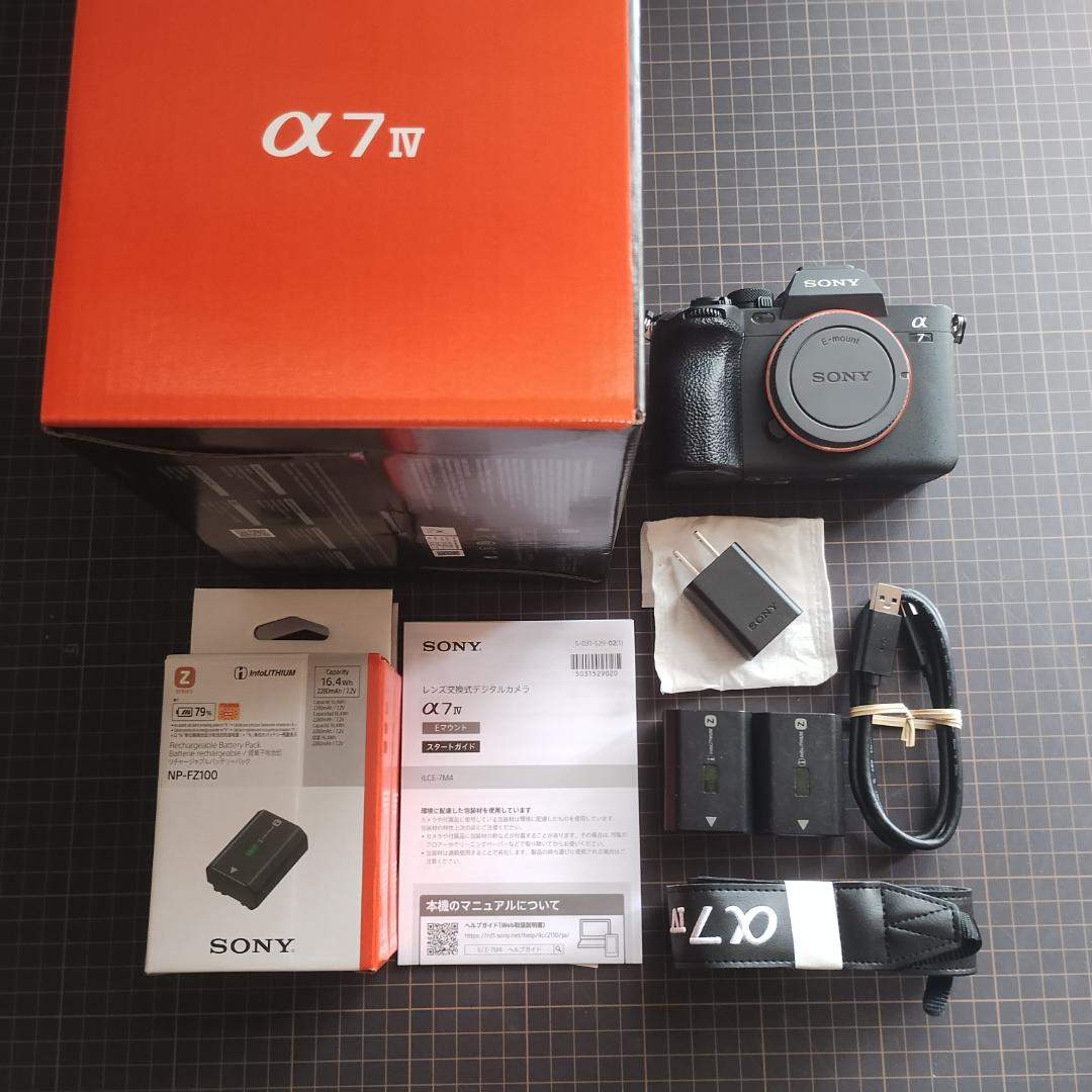 【短期】【ジャンク品：電源投入可】SONY α7 IV、純正バッテリー3個付き