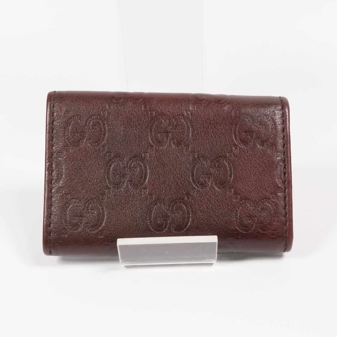 極美品✨グッチ キーケース シマ リボン 6連 GG レザー ブラウン