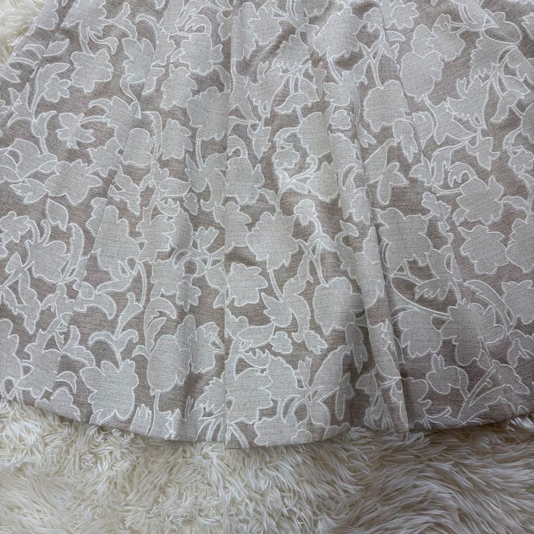 タグ付き ANAYI リネンライク フラワープリント フレアスカート サイズ38