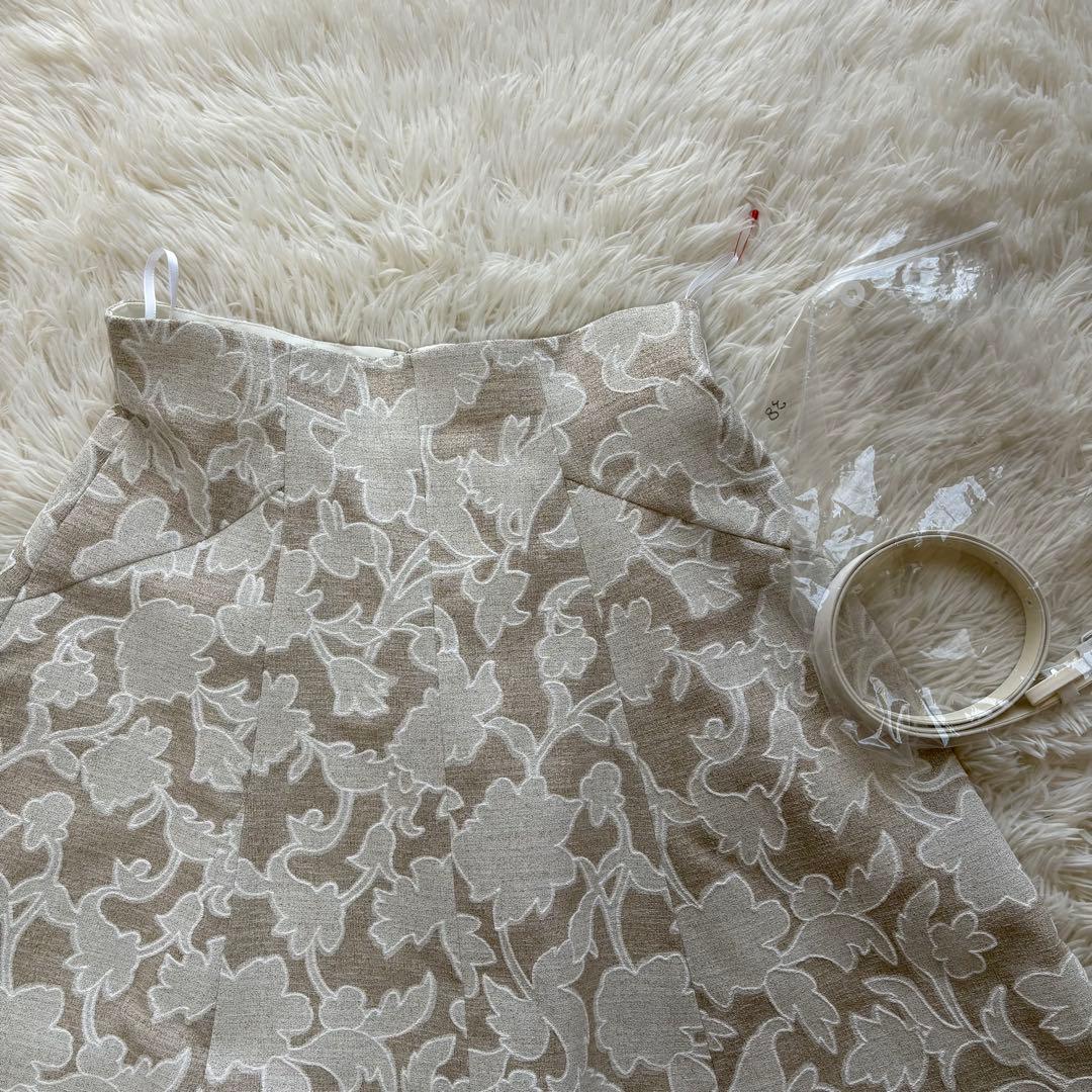 タグ付き ANAYI リネンライク フラワープリント フレアスカート サイズ38