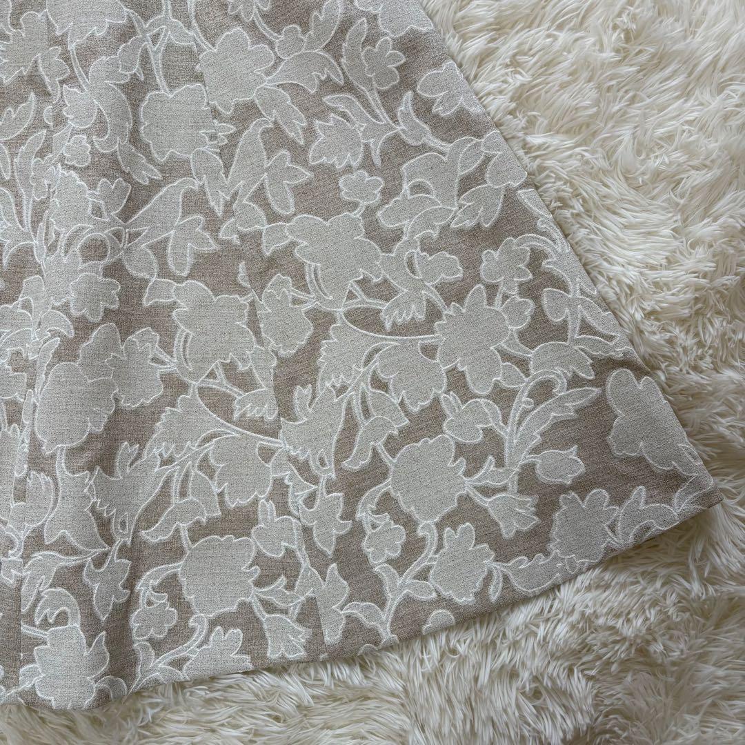 タグ付き ANAYI リネンライク フラワープリント フレアスカート サイズ38