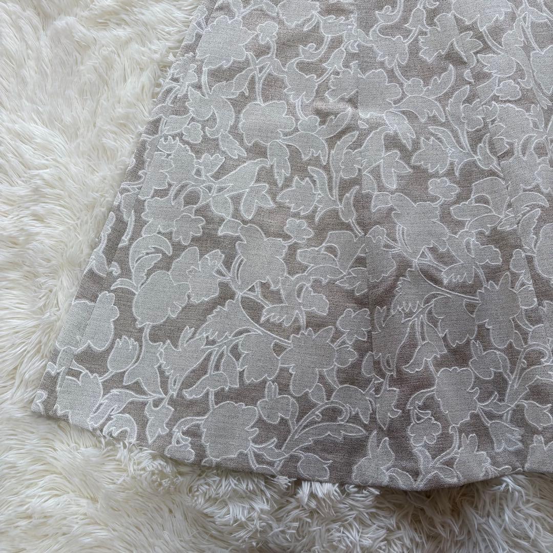 タグ付き ANAYI リネンライク フラワープリント フレアスカート サイズ38