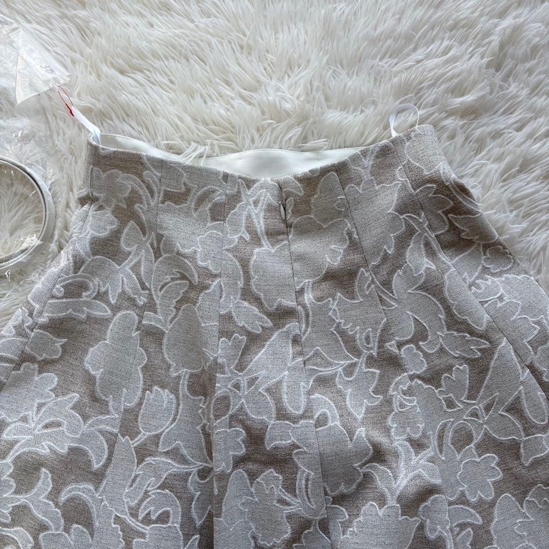 タグ付き ANAYI リネンライク フラワープリント フレアスカート サイズ38