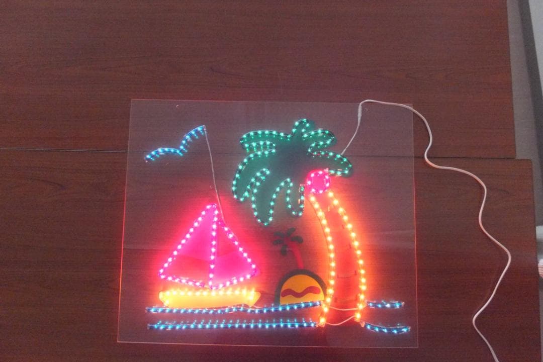 ネオン管（本物）ヨットとヤシの木