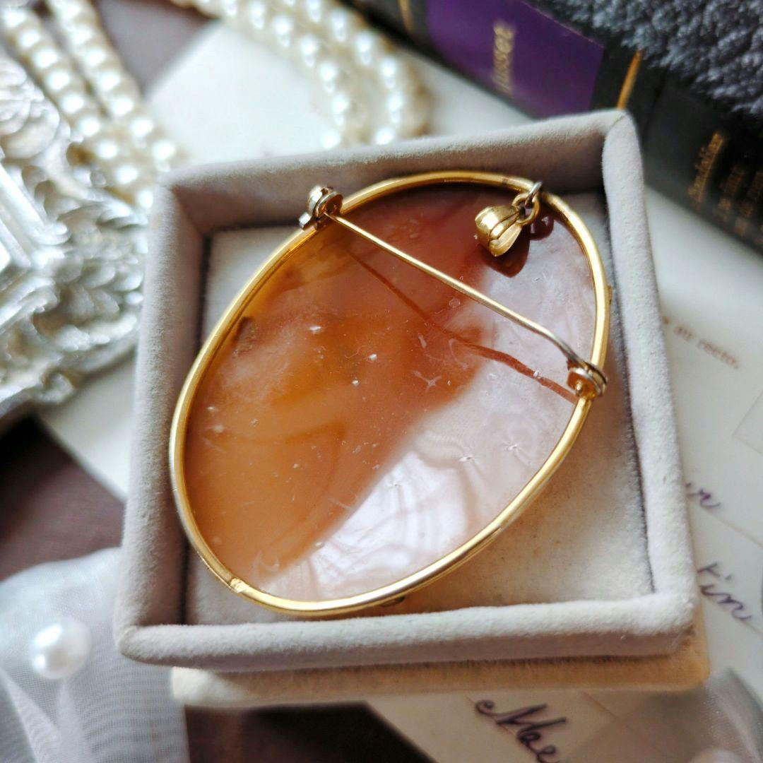 М刻印 イタリア シェルカメオ ブローチ ペンダント cameo 貴婦人