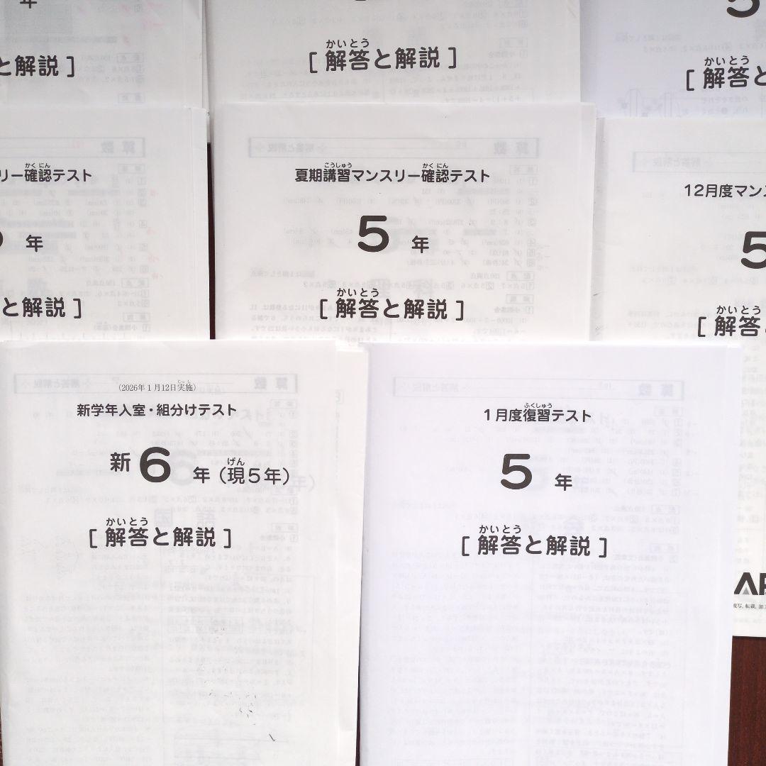 サピックス5年生テスト2025年分(全11回)セット&コース分け基準表付き