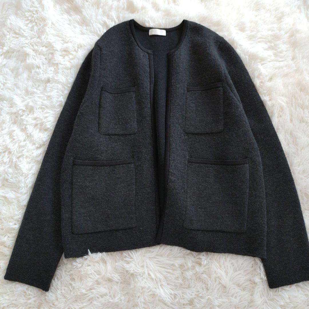 ボールジィ Ballsey ウールナイロンブークレーフロントオープンカーディガン