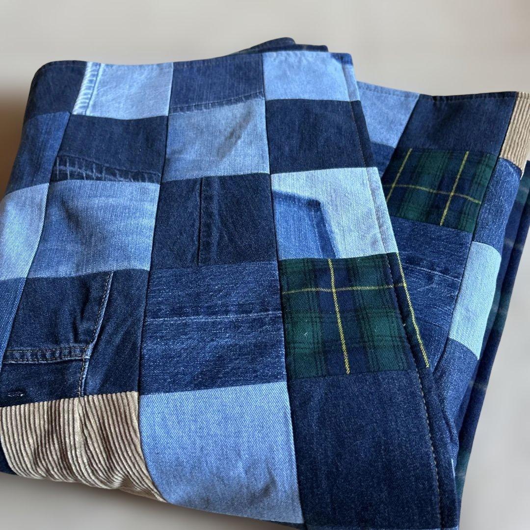 デニムリメイクブランケットマルチカバー膝掛け