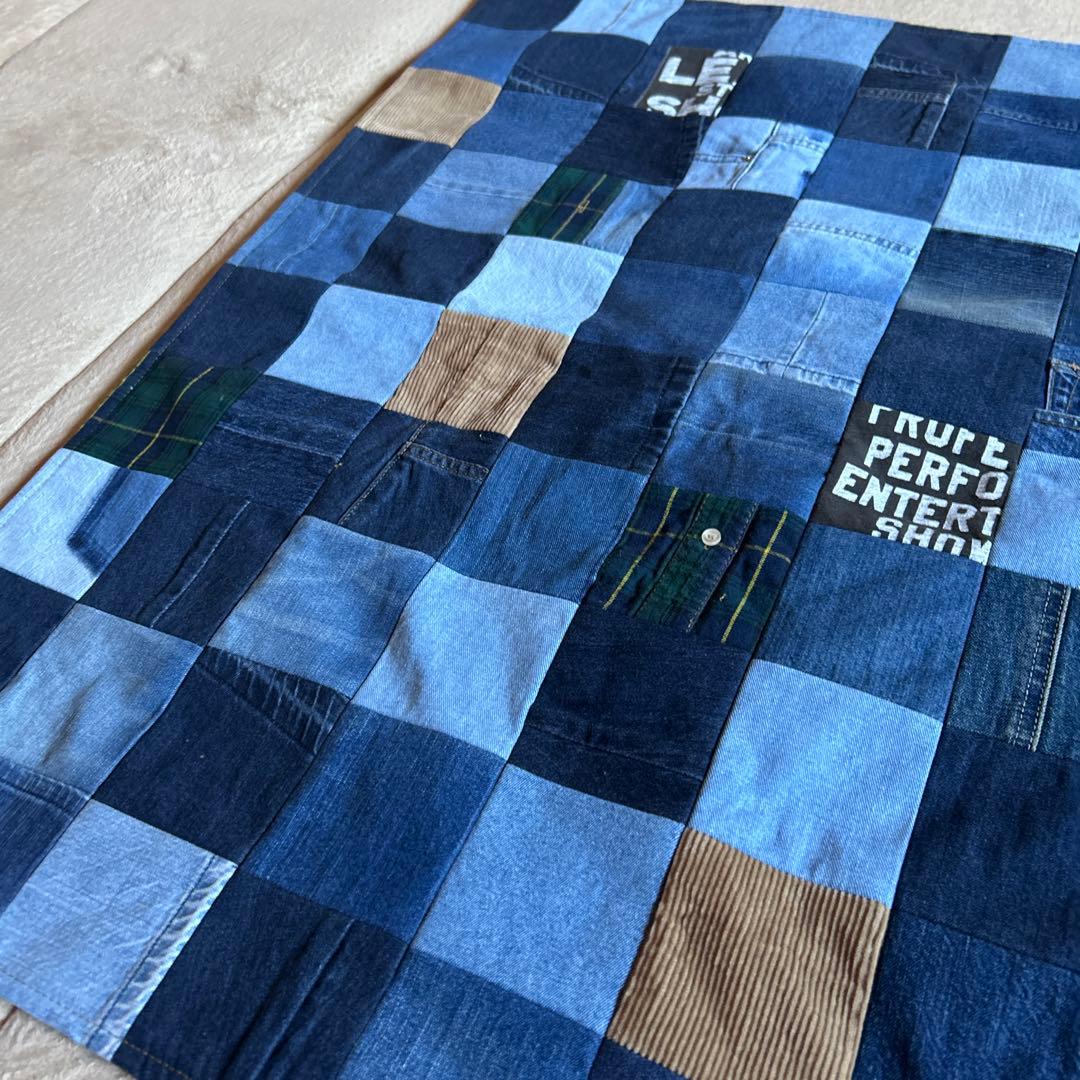 デニムリメイクブランケットマルチカバー膝掛け